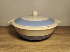 Soupière Digoin Sarreguemines vintage bleu crème faïence ancienne France années