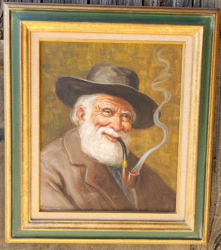 Ancien tableau domingo huile - tableau,