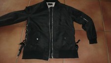veste 3/4 goth punk stradivarius bombers rivets ruban noir coté 44 46 unique 