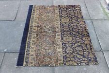 Ancien Worn Fragment Main Fabriqué Traditionnel Oriental Laine Bleu Moquette