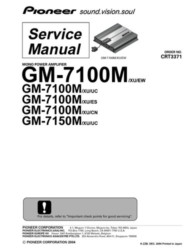 Manuel service pour pioneer - pour,