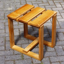 Tabouret bois massif vintage design moderniste 1970s