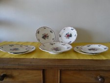 SERVICE DESSERT 6 ASSIETTES + COMPOTIER FAIENCE ANCIENNE SARREGUEMINES DV AGREST