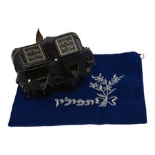 Tefillin pour droitier Ashkenaz Version juive casher Tefilin Ashkenazic +Bag
