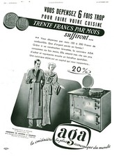 Publicité ancienne cuisinière Aga 1937 issue de magazine