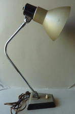 lampe de bureau, d'atelier, métal kaki et chrome, vintage, design des années 60