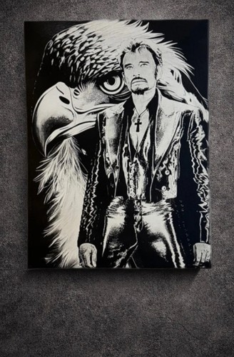 Tableau johnny hallyday - hallyday, aigle
