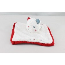 Doudou plat ours blanc rouge Doumou de bain SUCRE D'ORGE - 15972