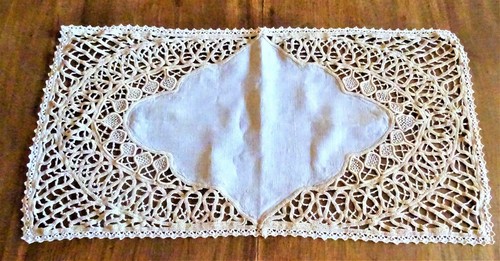Napperon lin macrame - lin, et