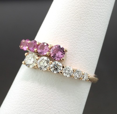Bague rose 18k saphir - or,