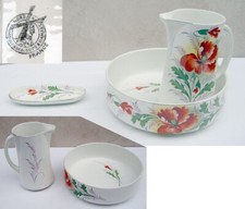 ENSEMBLE DE TOILETTE EN PORCELAINE - BROC - CUVETTE - PAVOT - VINTAGE