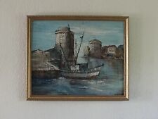 Tableau Marine Hst Porte De La Rochelle Bateau Tour Signé W.Bonsall Côté 