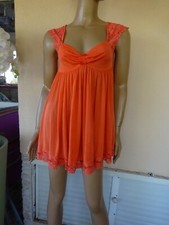 CHEMISE DE NUIT NUISETTE SEXY COURTE ORANGE AVEC DENTELLE  T 38/40 NEUVE