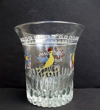 Verre Gobelet normand parlant en verre émaille soufflé XIXeme art populaire 