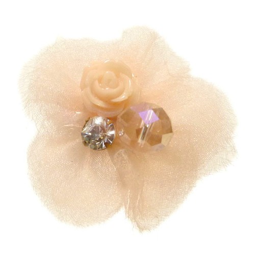 Bague rose saumon fleur perle - rose,