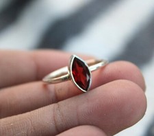 Grenat Rouge Bague 925 Argent Bague Minimaliste Bague Cadeau pour Elle