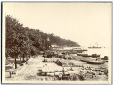 Martinique, Saint-Pierre, Place Bertin  Vintage silver print. Tampon au dos. Ecr