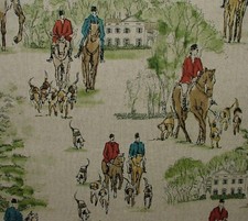 Cheval Et Chiens de Chasse Tissu Velours Rideau Tapisserie Coussin Stores