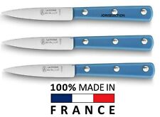 LA FOURMI -  3 COUTEAUX STEAK BLEU  LAME 10 CM  EN INOX , FABRICATION FRANÇAISE