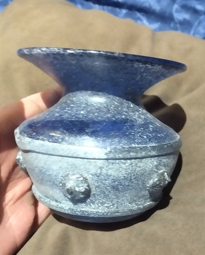 Vase verre bleu irisé - vase,