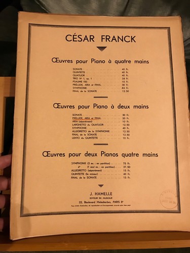 César franck prélude aria - césar, et