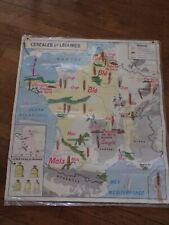 la seine / cereales et legumes  vintage Ancienne affiche scolaire 1960 mdi