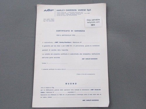 Certificat garantie harley - certificat,