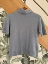 Pull col roulé bleu pailleté argent-laine d'agneau-angora