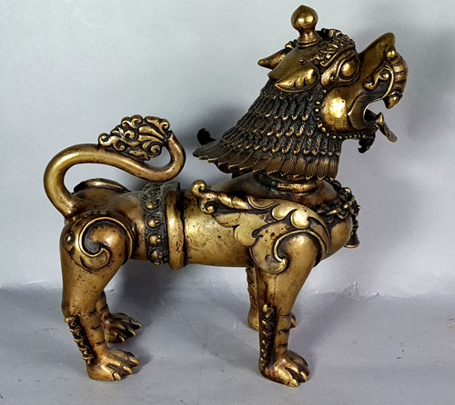 Ancien lion shinga bronze - ancien,