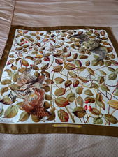 SUPERBE FOULARD SOIE SILK  SCARF-HENRI DE LINARES "Doublé de bécasses"-LR PARIS