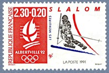 Timbre 1990 - Jeux Olympiques d'hiver - Albertville 92 Slalom - Ménuires 2676