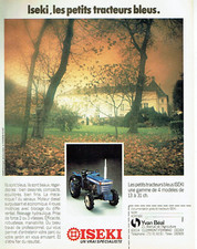 publicité Advertising 0323 1981   Iseki   petit tracteur bleu  Yvan Béal