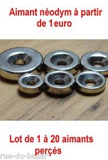 Lots 1 à 20 aimants Neodyme percé pour visser trou cylindre puissant N42 MAGNET