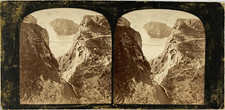 Stéréo, Ireland, the rope bridge, Carrick a Rede Vintage stereo card  Tirage a