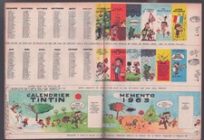 LE JOURNAL TINTIN N°740 . 1962 . COUVERTURE BERCK + CALENDRIER 1963 PAR GREG .