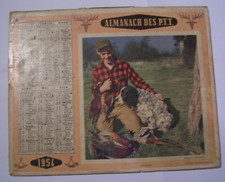 Calendrier almanach PTT 1954 pêche enfant chasseur chasse faisant chien Oberthur