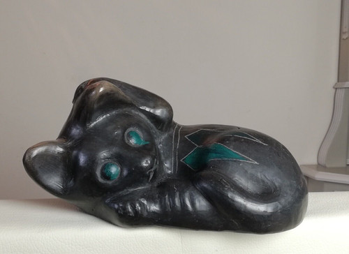 Statue ancienne chat terre - statue,