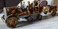ancien jouet VEBE camion transport de troupe + rermorque