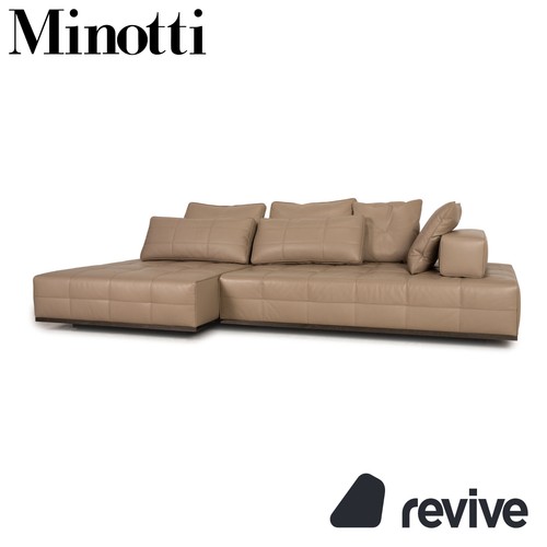 Canapé angle cuir - canapé, beige