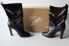 CHRISTIAN LOUBOUTIN Bottes cuir lisse et velours noir T38,5 (34312)