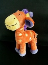 * DOUDOU PELUCHE NICOTOY KIABI GIRAFE ORANGE VIOLET LAINE PATTE CRAQUANTE NEUF *