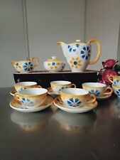 Service À Café Ou Thé Ancien Céramique Allemande Jaune Bleu Années 60's 