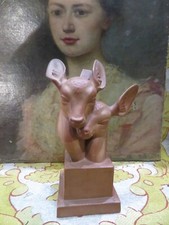 ancienne statue sculpture art deco en terre cuite biches g h laurent