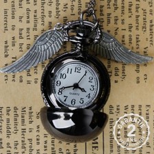 Montre à Gousset de Poche Homme Femme + Chaîne Sphérique Boule Ailée Quartz Luxe