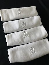 Lot 4 HUGE Antique French Damask Napkins  Mono PN/NP c1900s