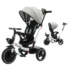Tricycle bébé évolutif 5 en 1, auvent réglable, position assise ou allongée, dém