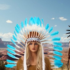Coiffe indienne en plumes pour déguisement et spectacle d'Halloween