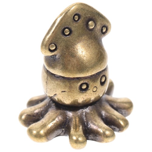 Golden brass cuttlefish statue - golden,