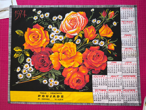 Torchon ancien calendrier 1974