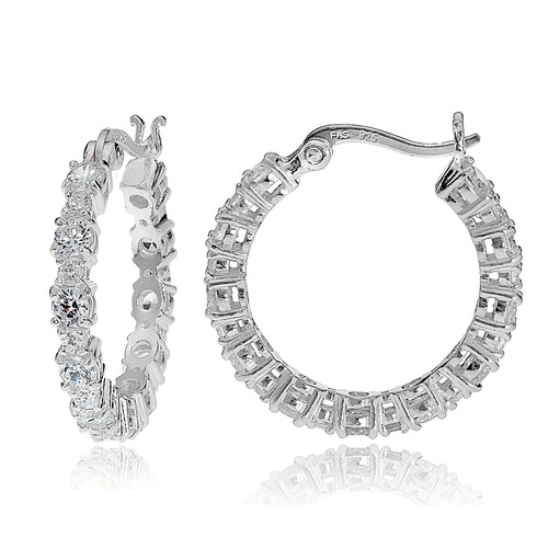 Argent sterling rond zircone - argent,